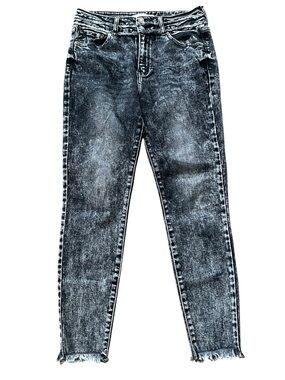 KanCan Women's Skinny Acid-Wash Black Grey Jeans